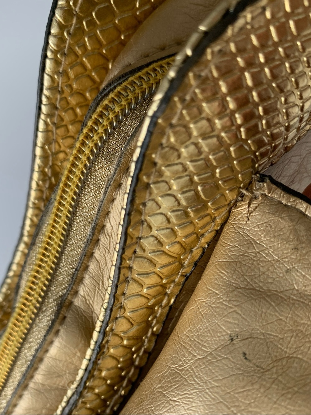 Versace Gold Leather Clutch with Textured Trims - Picture 9 of 10